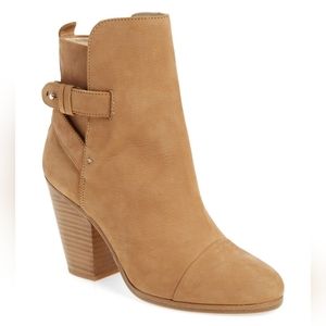 Rag and Bone Kinsey Strappy Suede Leather Heeled Bootie in Camel Sz 39 (US Sz 9)
